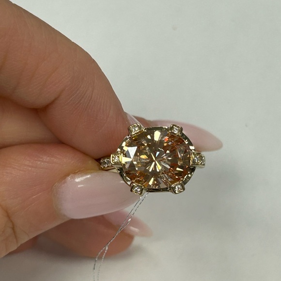 Suzy Levian Yellow Sterling Silver Orange & White CZ Rings NWT - Picture 5 of 7